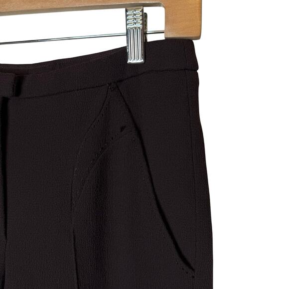 Chado Ralph Rucci Vintage 100% Wool Brown Pants Trousers Whipstitch Detail sz 6 - Picture 9 of 9